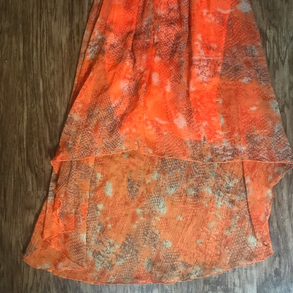 JESSICA TAYLOR ORANGE HI LOW CHIFFON DRESS - Picture 2 of 8